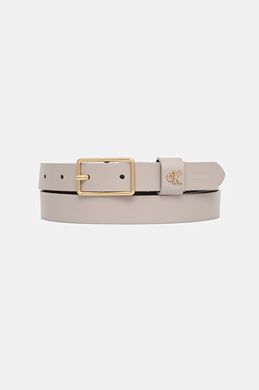 Levně Kožený pásek Calvin Klein dámský, šedá barva, LV04F7050G
