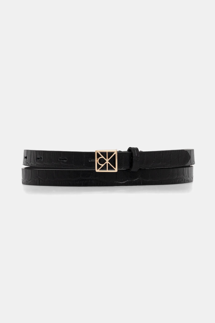 Levně Kožený pásek Calvin Klein dámský, černá barva, LV04F7053G