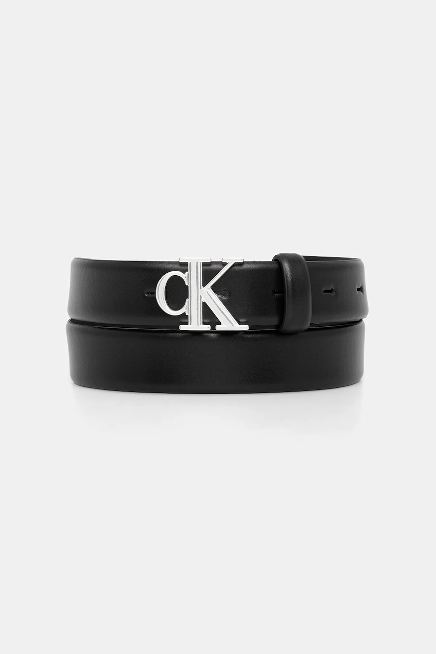 Levně Kožený pásek Calvin Klein dámský, černá barva, LV04F7054G