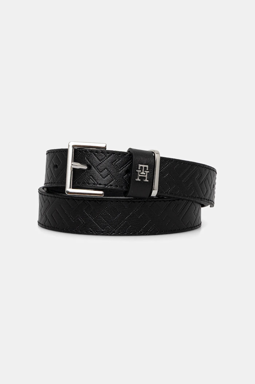 Levně Kožený pásek Tommy Hilfiger dámský, černá barva, AW0AW17753