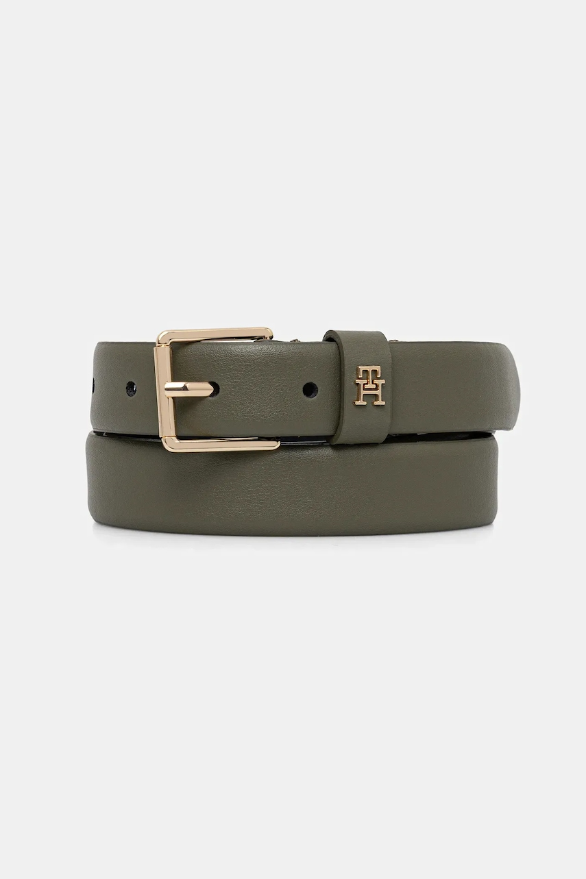 Levně Pásek Tommy Hilfiger dámský, zelená barva, AW0AW17756