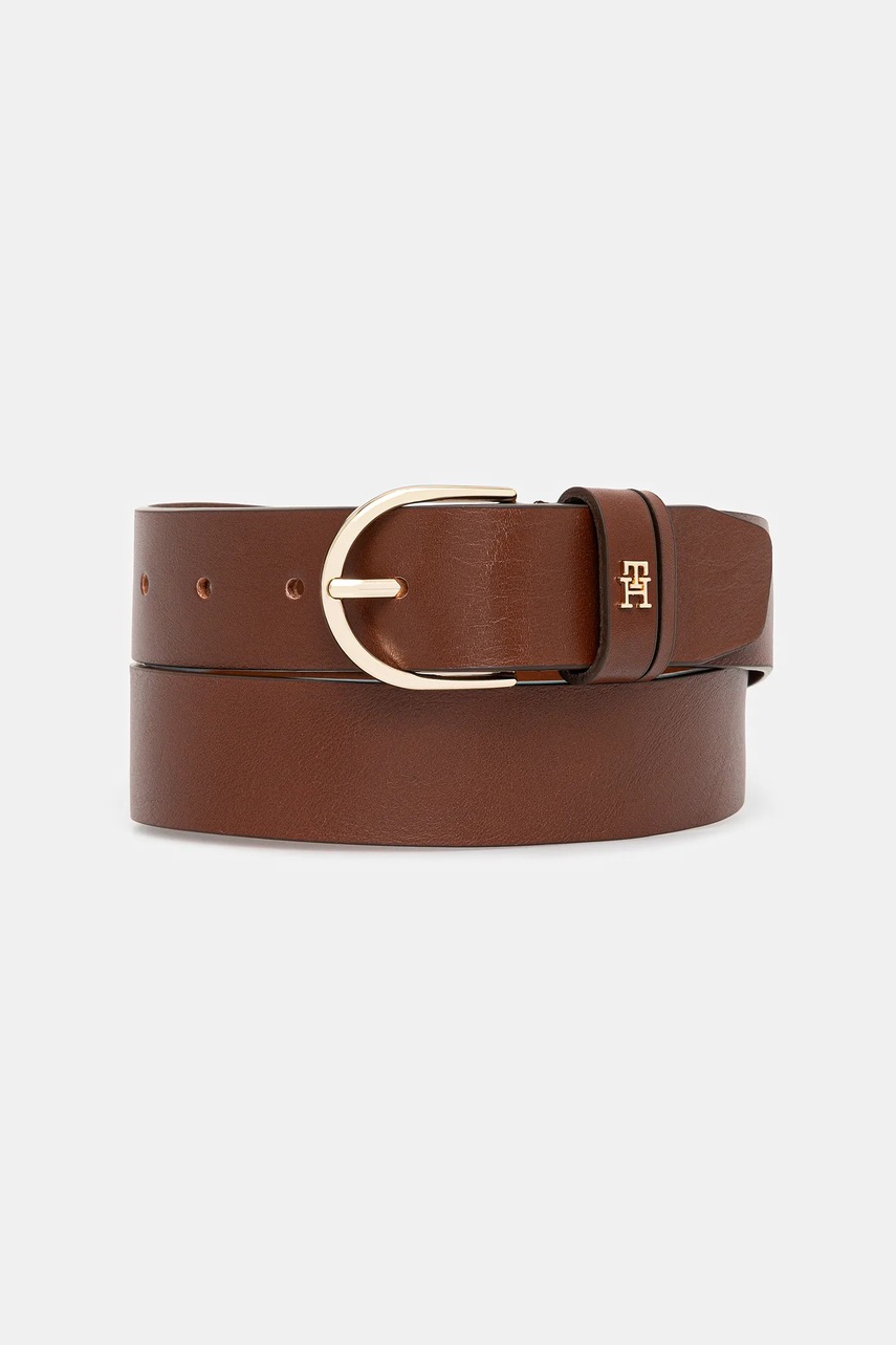 Levně Kožený pásek Tommy Hilfiger dámský, hnědá barva, AW0AW17757