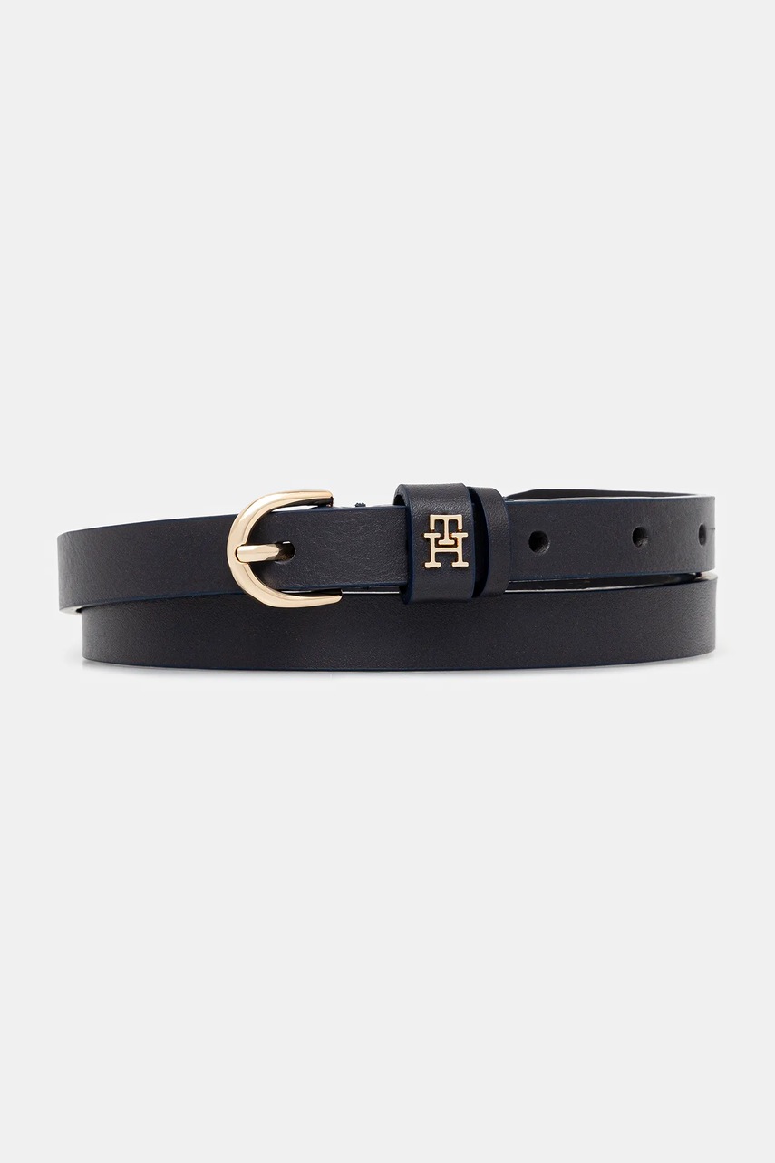Levně Kožený pásek Tommy Hilfiger dámský, tmavomodrá barva, AW0AW17759