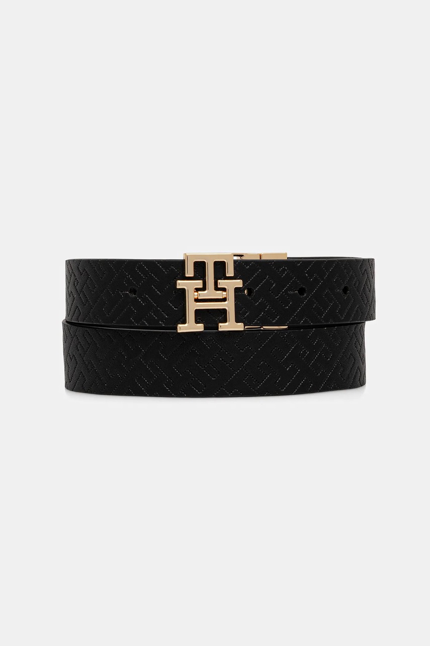 Levně Oboustranný kožený pásek Tommy Hilfiger dámský, černá barva, AW0AW18019