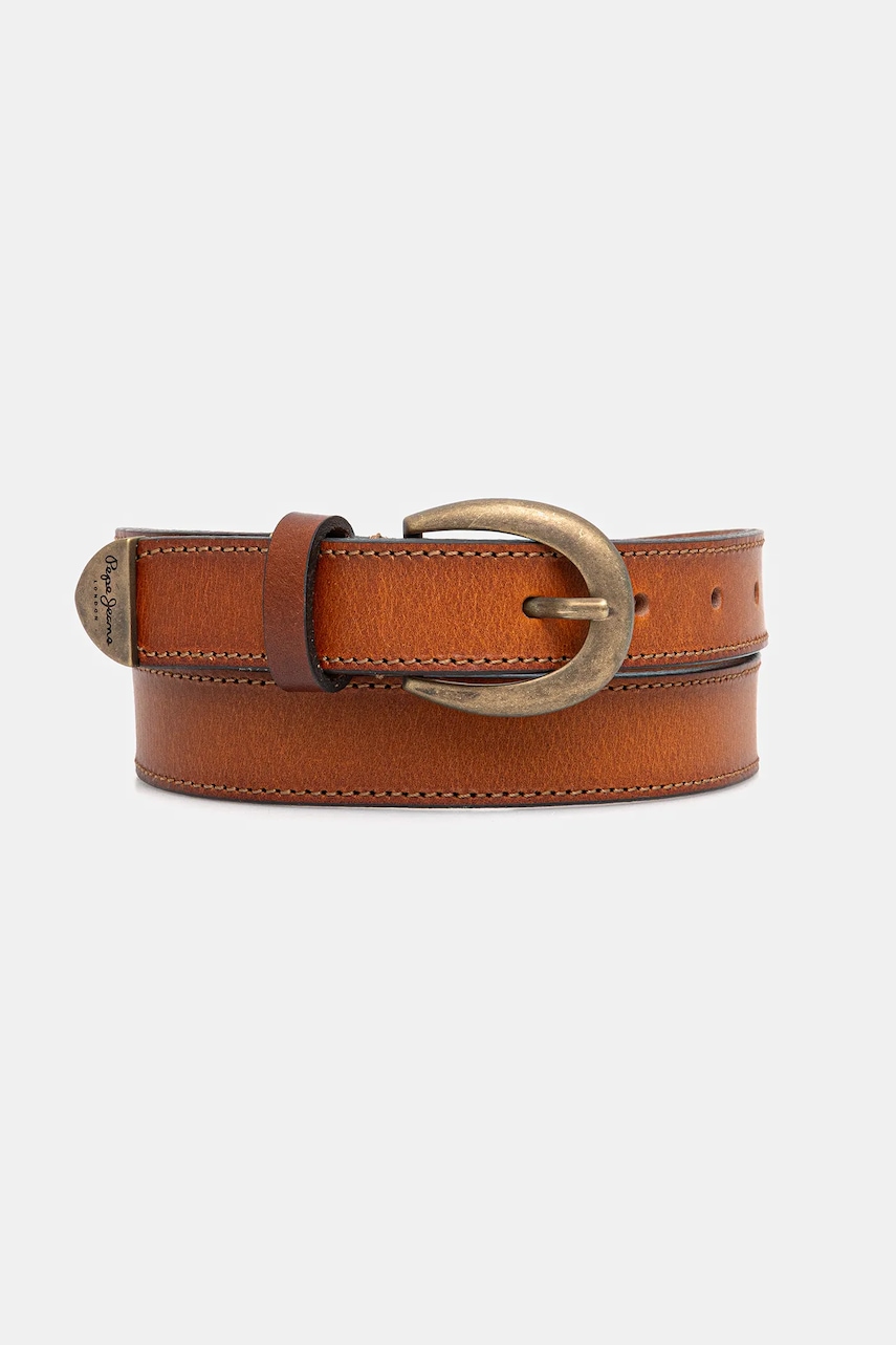Pepe Jeans curea de piele culoarea maro, PL020879