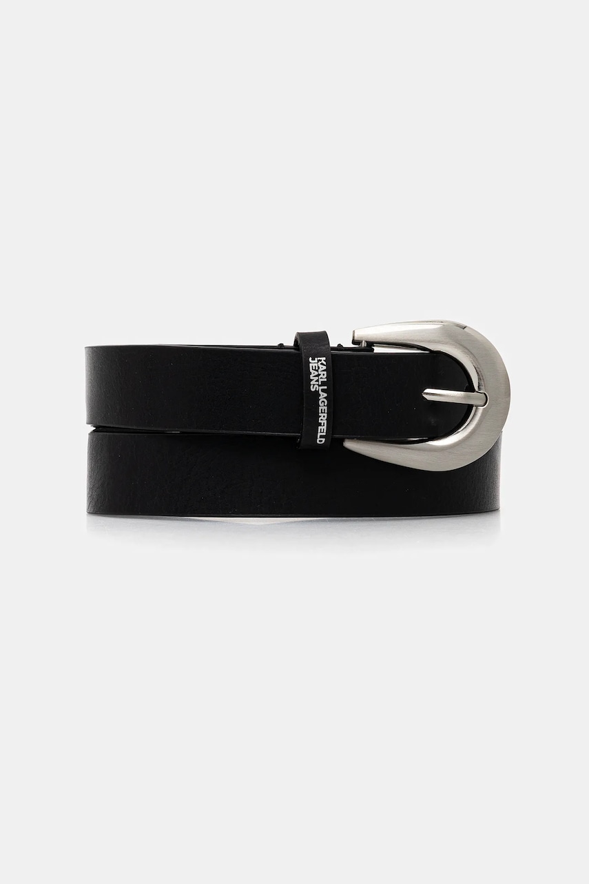 Karl Lagerfeld Jeans curea de piele culoarea negru, A4W33094