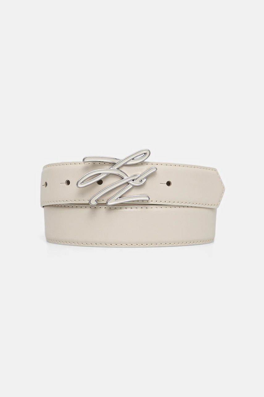 Karl Lagerfeld curea de piele cu două fețe culoarea bej, A4W33022 Karl Lagerfeld curea de piele cu două fețe culoarea bej, A4W33022