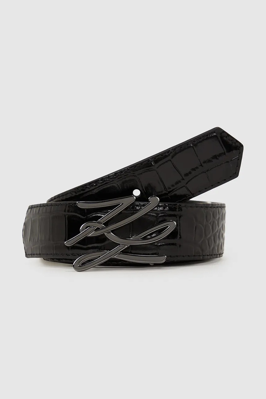 Karl Lagerfeld curea de piele cu două fețe culoarea negru, A4W33023