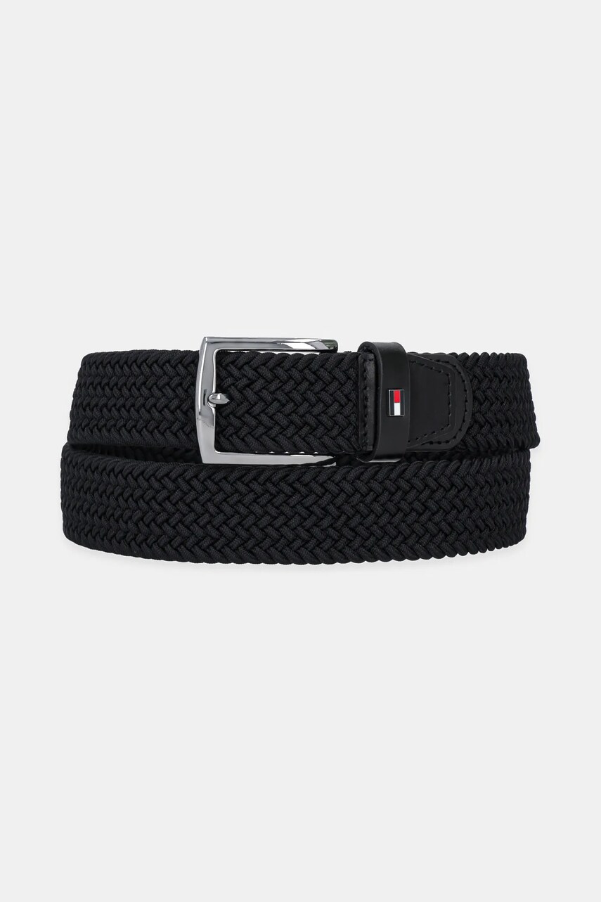 Levně Pásek Tommy Hilfiger pánský, černá barva, AM0AM13439