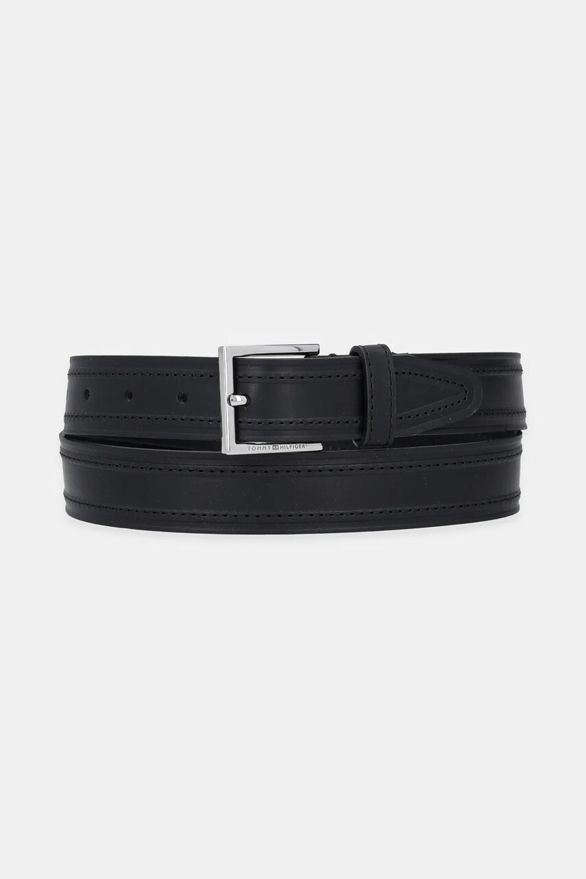 Levně Kožený pásek Tommy Hilfiger pánský, černá barva, AM0AM13441