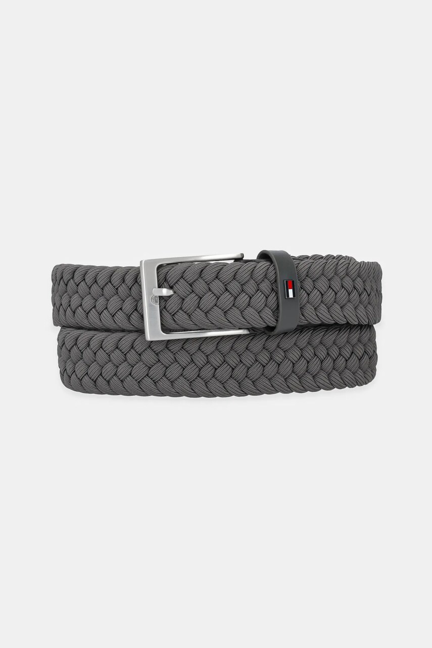 Levně Pásek Tommy Hilfiger pánský, šedá barva, AM0AM13570