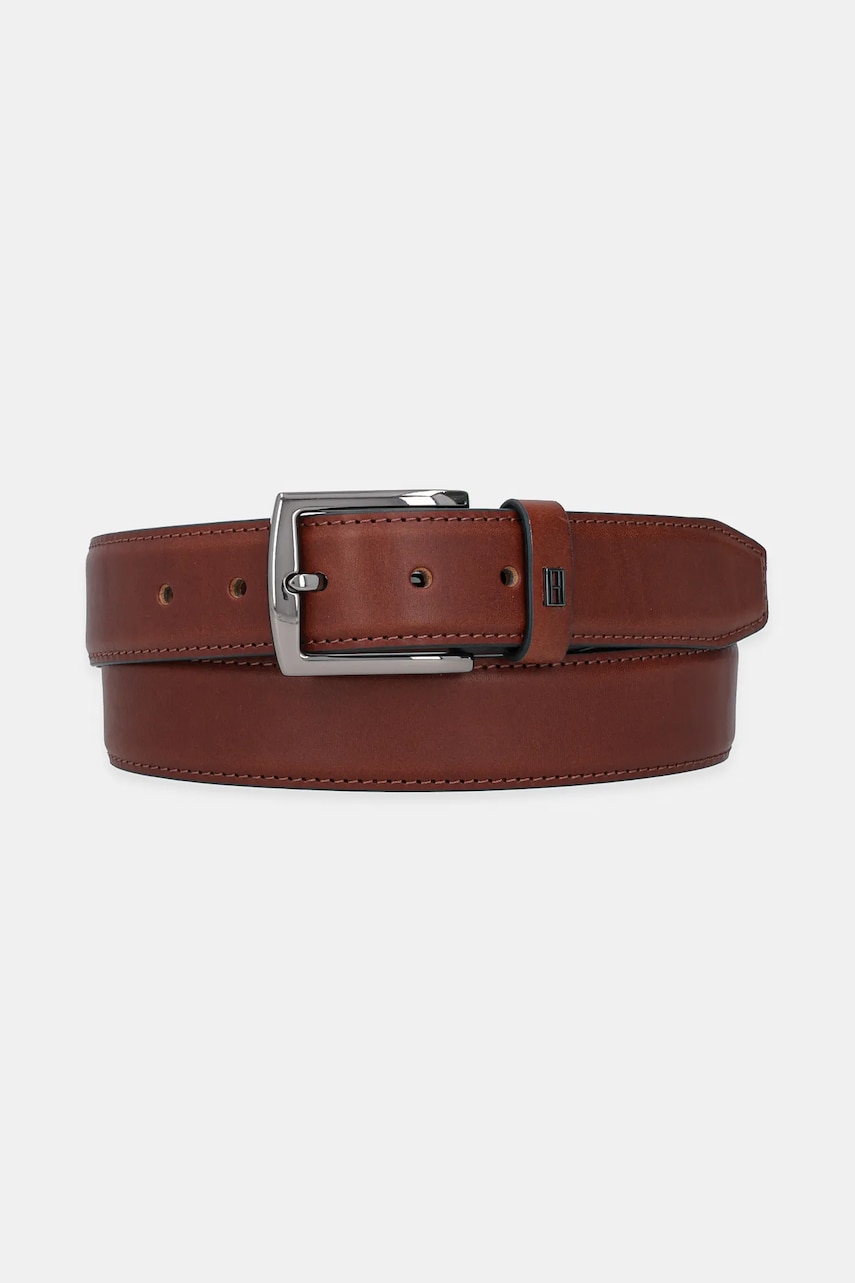 Levně Kožený pásek Tommy Hilfiger pánský, hnědá barva, AM0AM13571