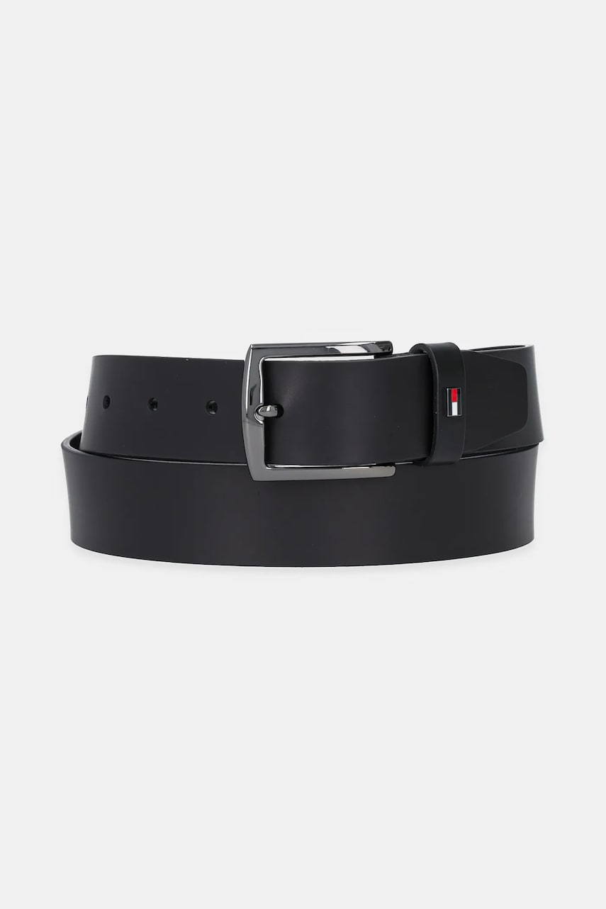 Levně Kožený pásek Tommy Hilfiger pánský, černá barva, AM0AM13576