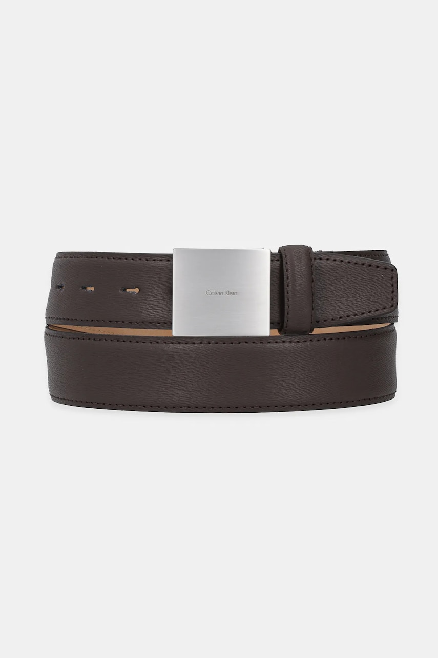 Levně Kožený pásek Calvin Klein pánský, hnědá barva, LV04D7013G