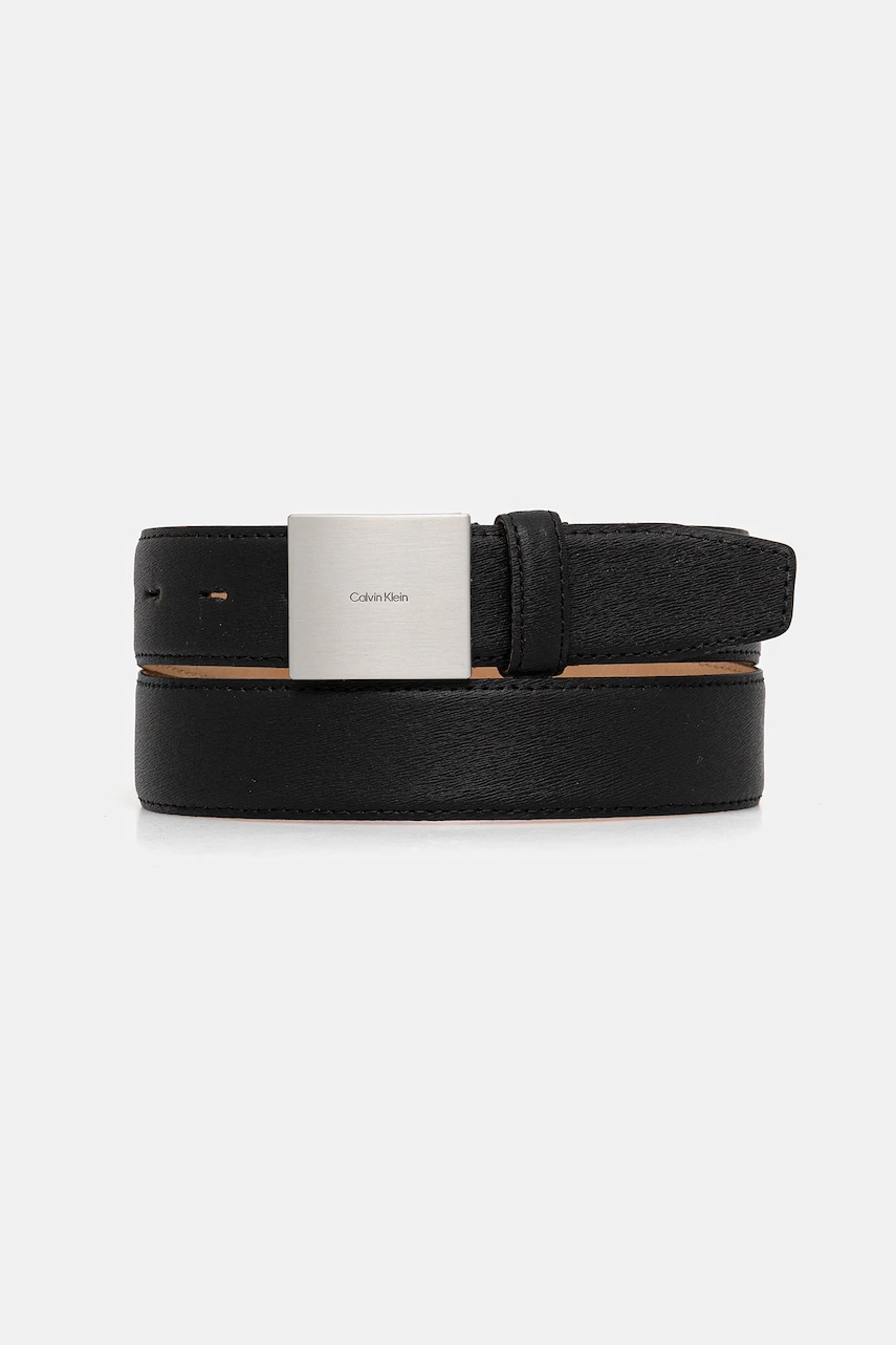 Levně Kožený pásek Calvin Klein pánský, černá barva, LV04D7013G