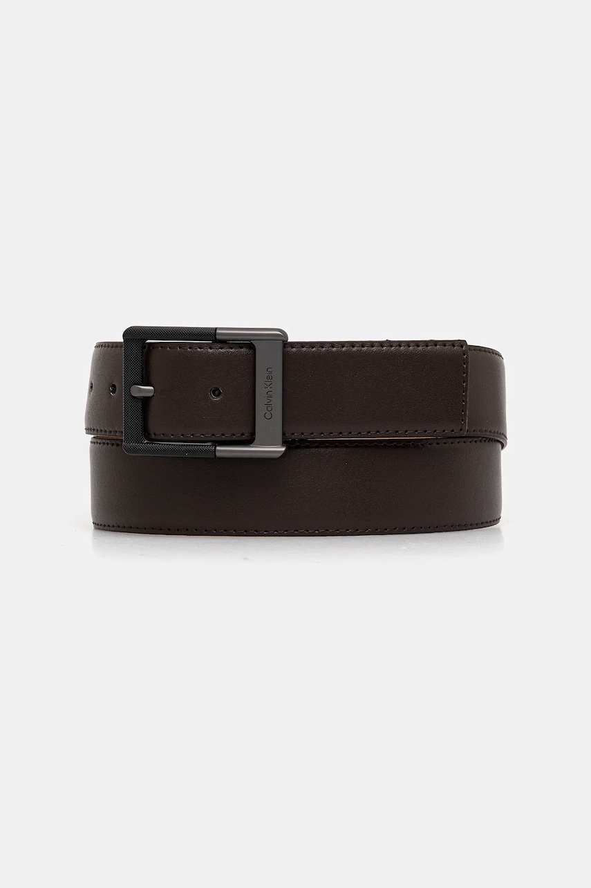 Levně Kožený pásek Calvin Klein pánský, hnědá barva, LV04D7012G
