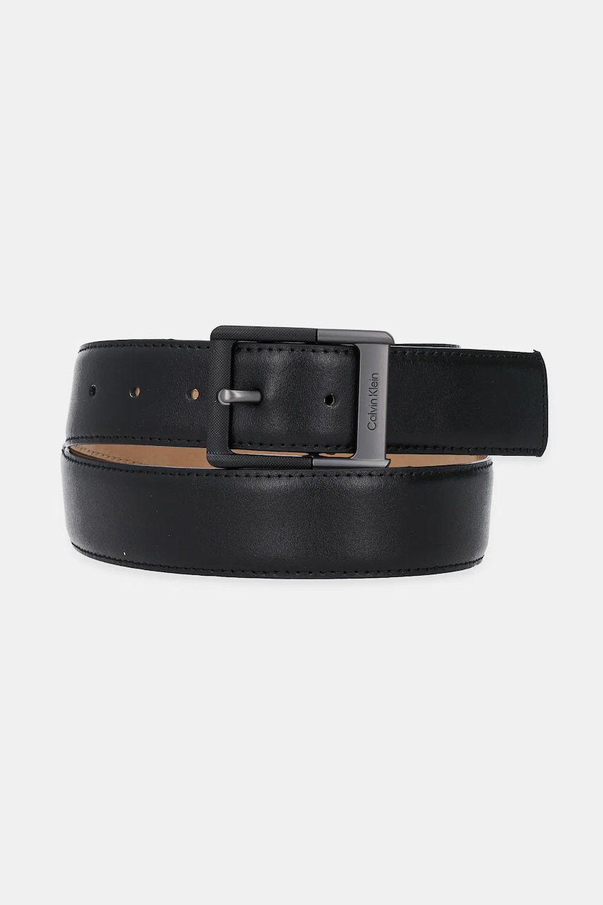 Levně Kožený pásek Calvin Klein pánský, černá barva, LV04D7012G