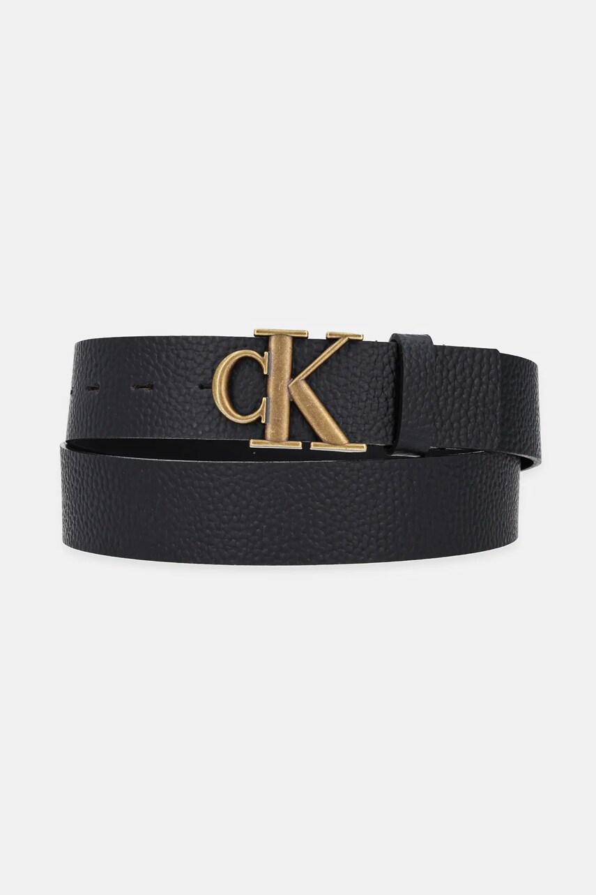 Levně Kožený pásek Calvin Klein pánský, černá barva, LV04G7025G