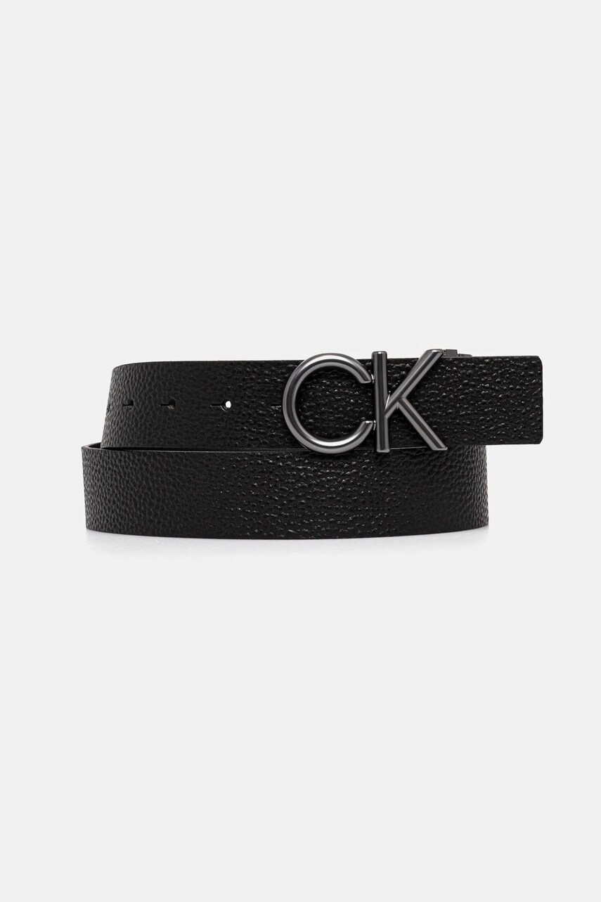 Levně Oboustranný kožený pásek Calvin Klein pánský, černá barva, LV04D7035G
