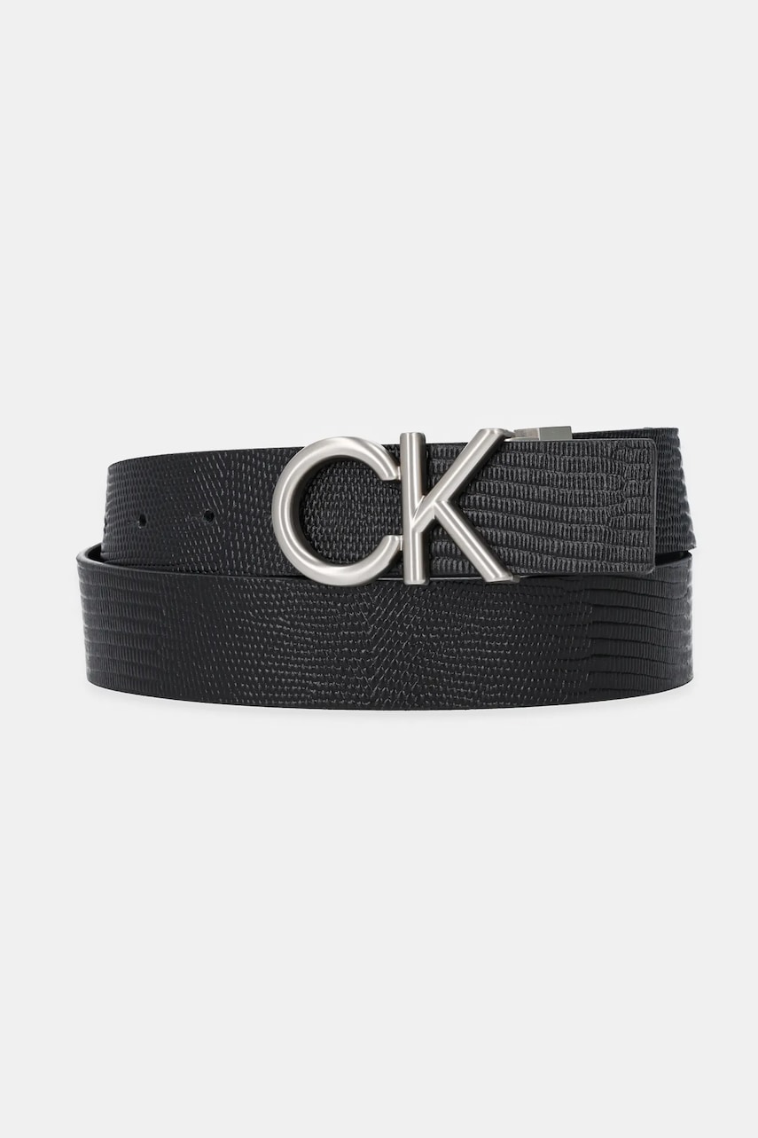 Levně Kožený pásek Calvin Klein pánský, černá barva, LV04D7036G