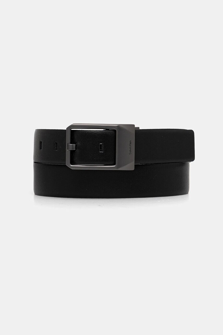 Levně Oboustranný kožený pásek Calvin Klein pánský, černá barva, LV04D7011G
