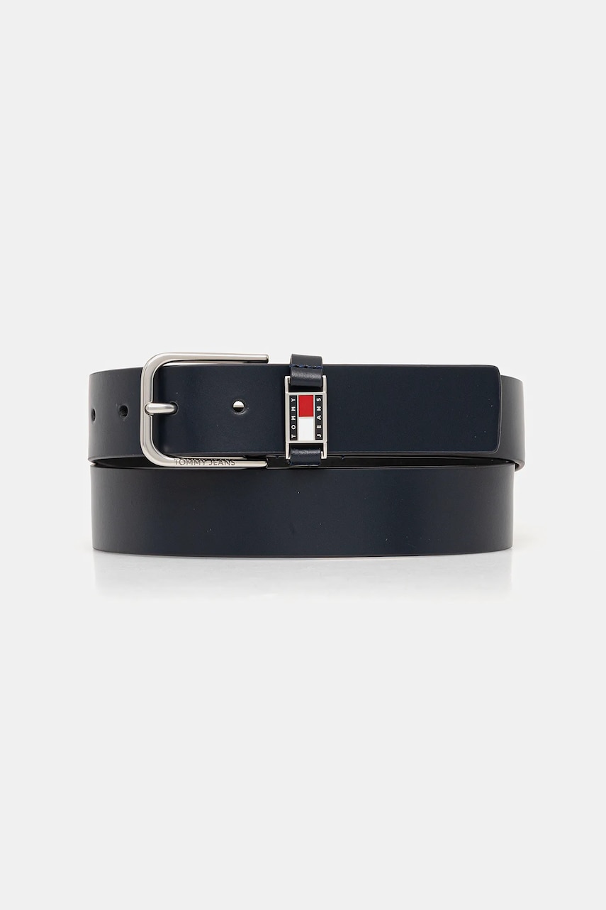 Tommy Jeans curea de piele culoarea bleumarin, AM0AM13414