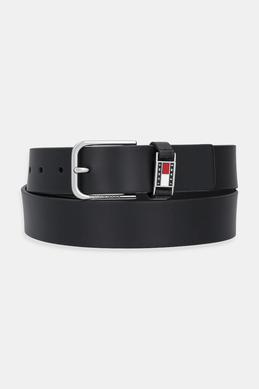 Tommy Jeans curea de piele culoarea negru, AM0AM13414