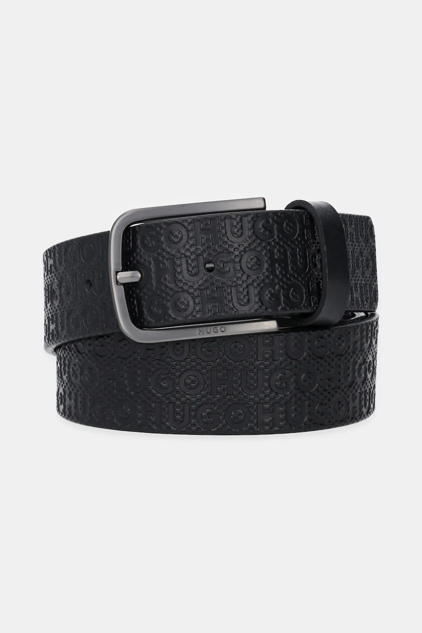 HUGO curea de piele culoarea negru, 50548364