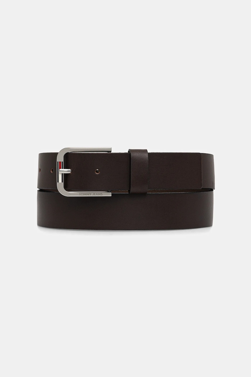 Tommy Jeans curea de piele culoarea maro, AM0AM13686