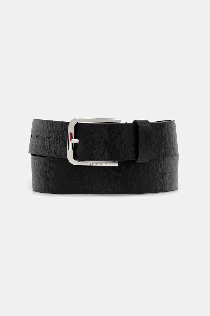 Tommy Jeans curea de piele culoarea negru, AM0AM13690