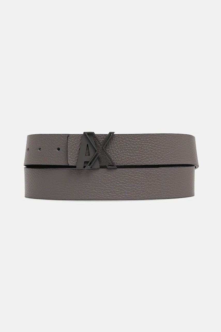 Levně Kožený pásek Armani Exchange pánský, šedá barva, XM001740 AF17988