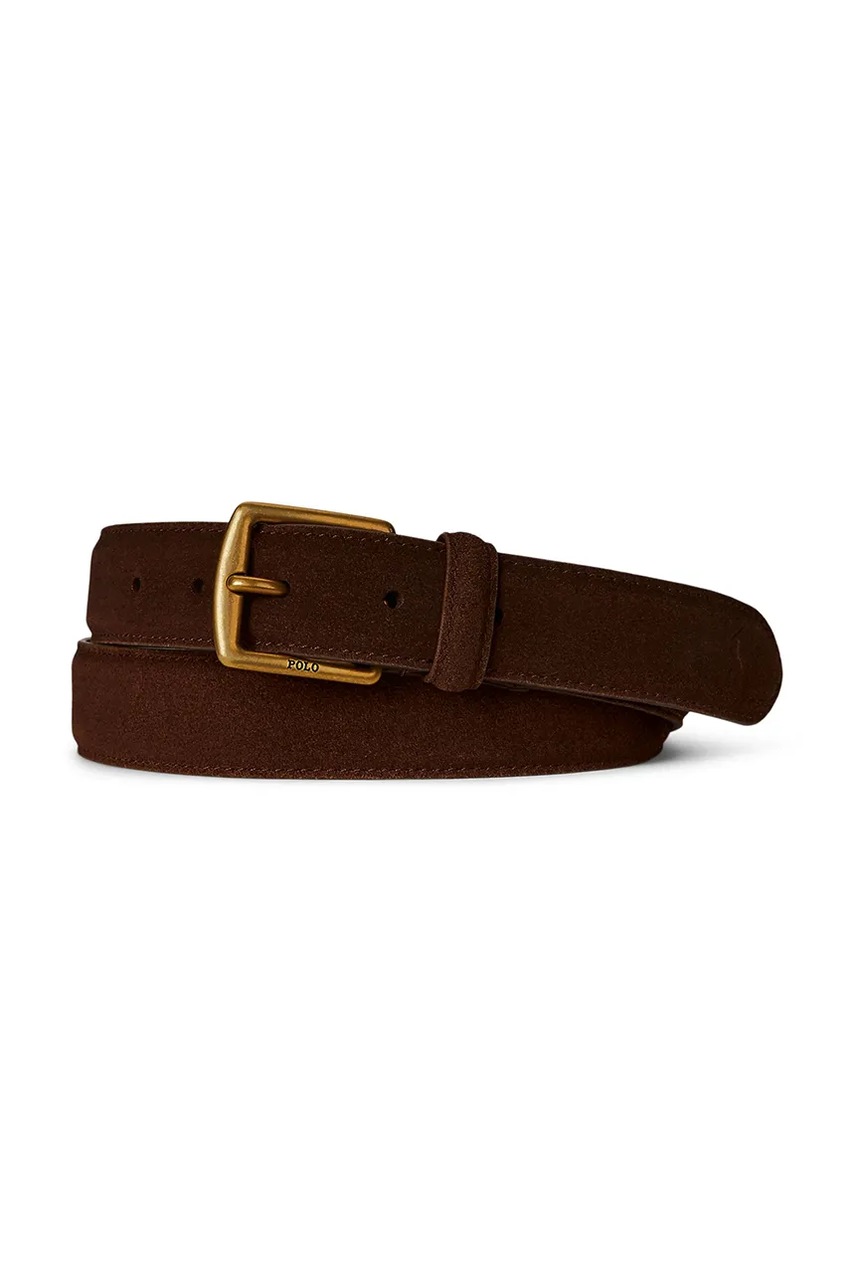 Levně Semišový pásek Polo Ralph Lauren pánský, hnědá barva, 405978787