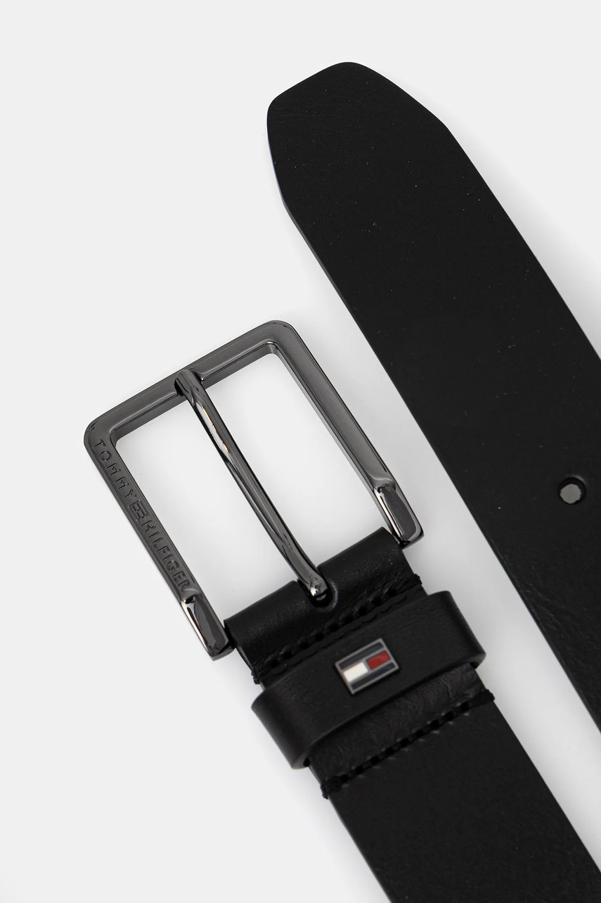 Кожаный ремень Tommy Hilfiger цвет чёрный AM0AM13755