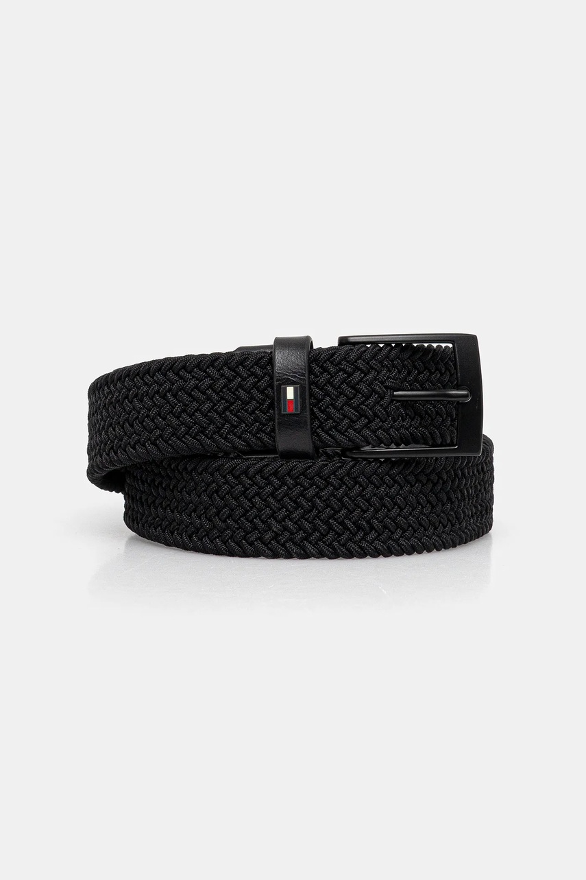 Levně Pásek Tommy Hilfiger pánský, černá barva, AM0AM13824