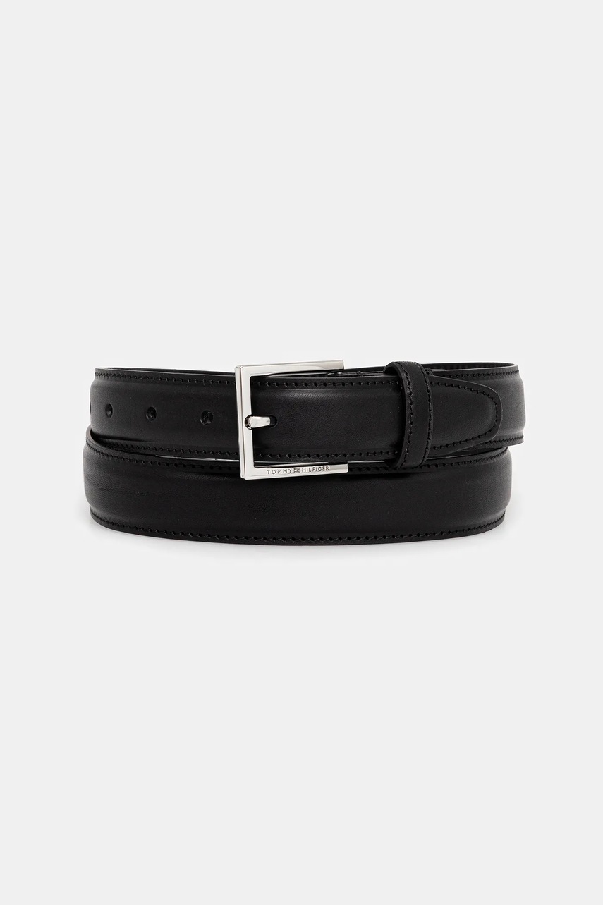 Levně Kožený pásek Tommy Hilfiger pánský, černá barva, AM0AM13760