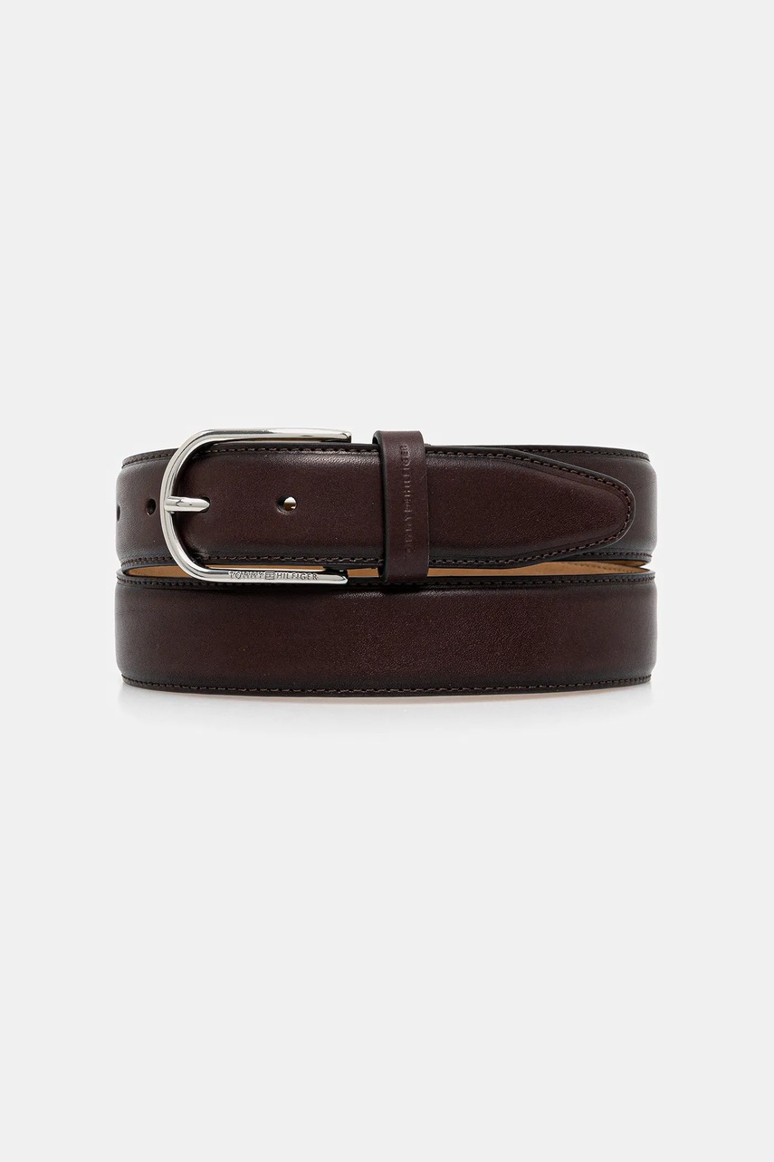 Levně Pásek Tommy Hilfiger pánský, hnědá barva, AM0AM13761