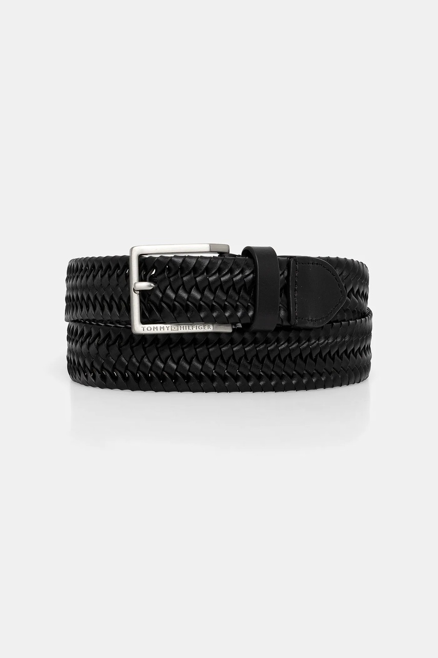 Levně Kožený pásek Tommy Hilfiger pánský, černá barva, AM0AM13920