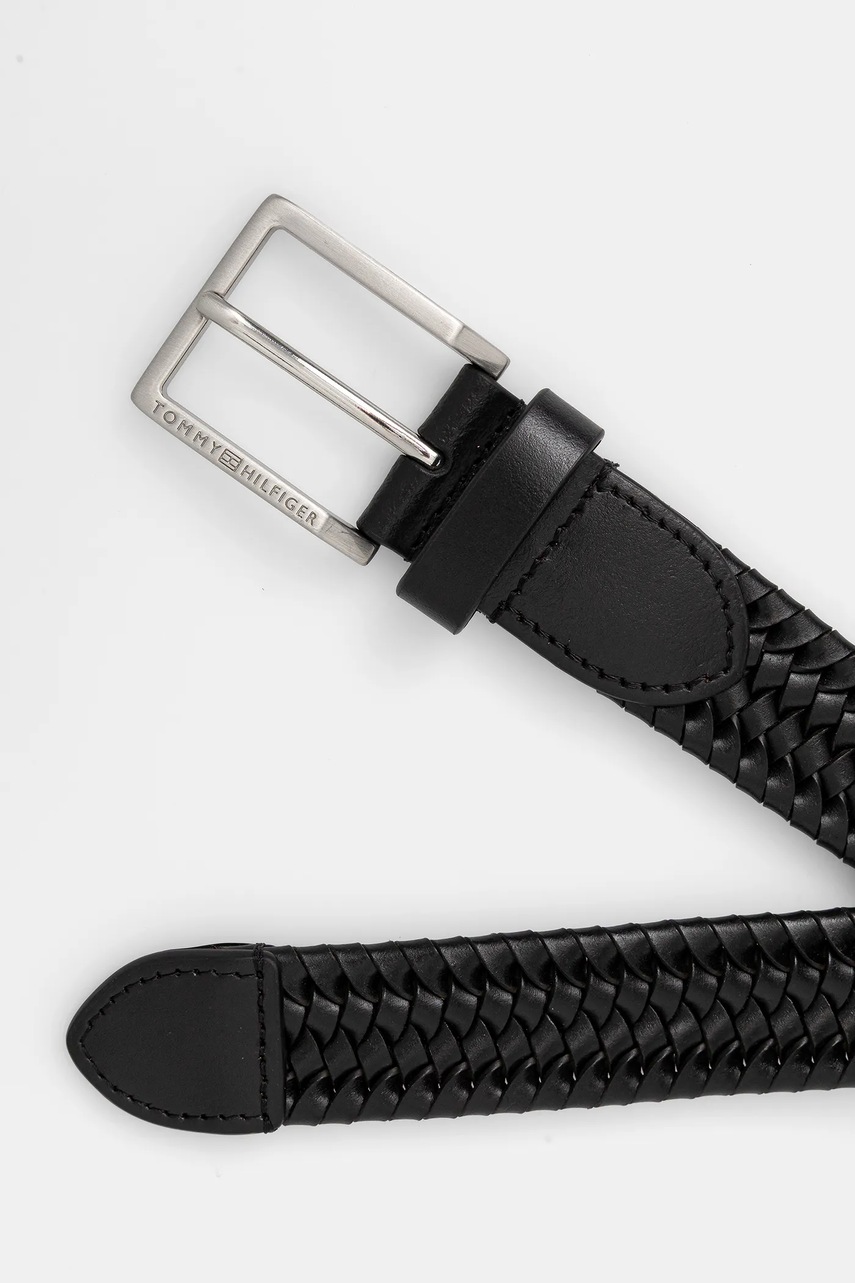 Кожаный ремень Tommy Hilfiger цвет чёрный AM0AM13920