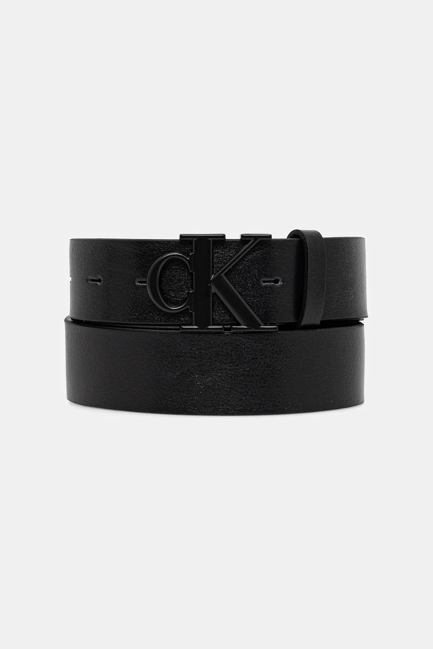 Levně Kožený pásek Calvin Klein pánský, černá barva, LV04D7016G