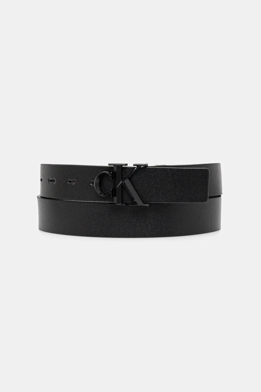Levně Oboustranný pásek Calvin Klein pánský, černá barva, LV04D7021G