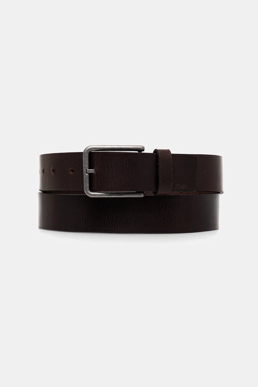 Levně Kožený pásek Calvin Klein pánský, hnědá barva, LV04D7047G