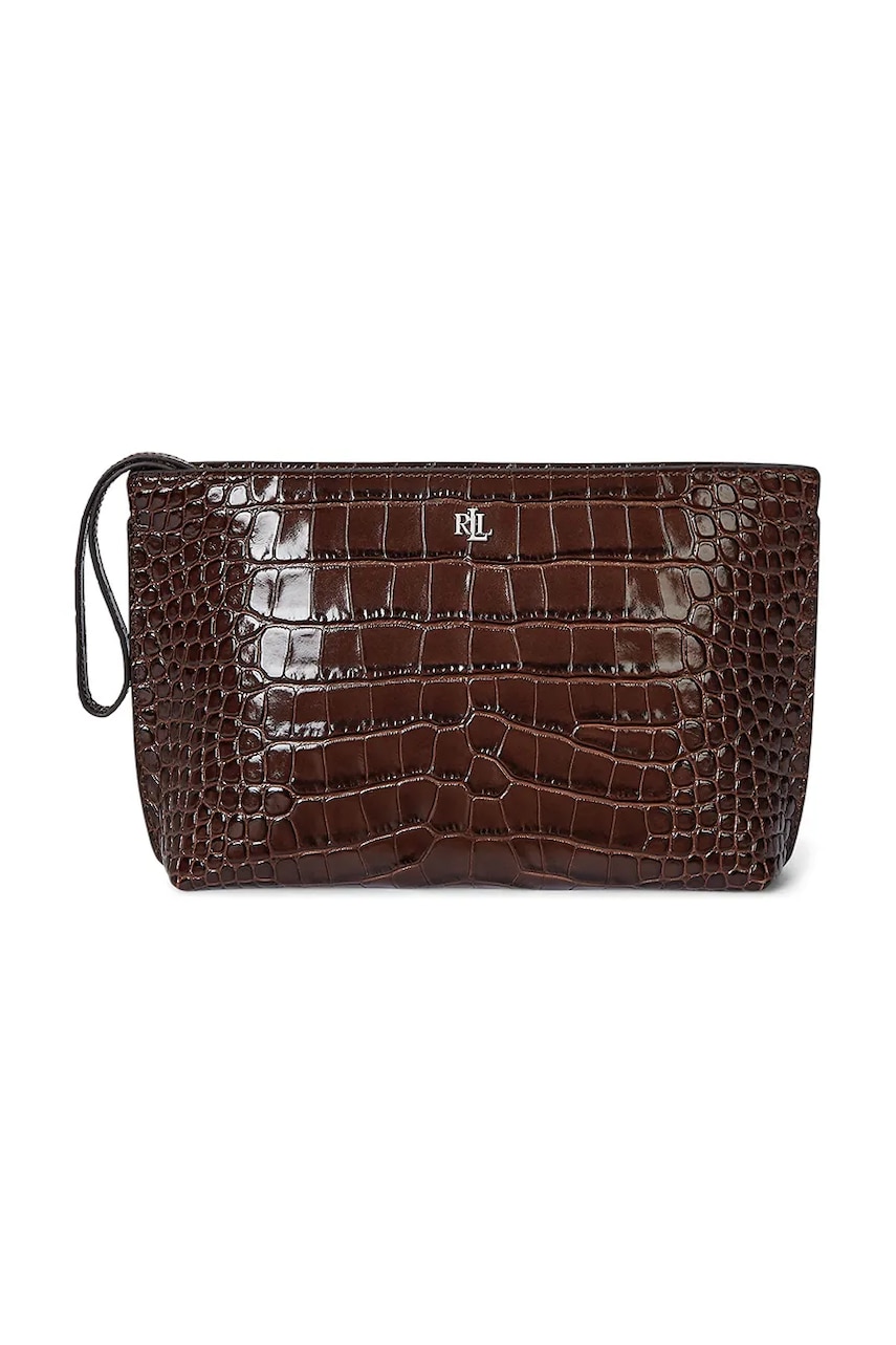 Levně Kožené psaníčko Lauren Ralph Lauren hnědá barva, 432969466