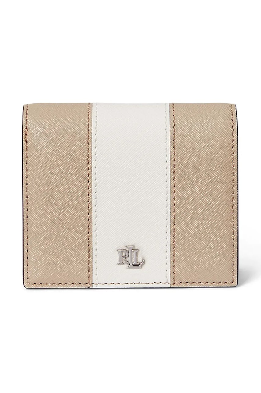 Levně Kožená peněženka Lauren Ralph Lauren dámská, béžová barva, 432974514