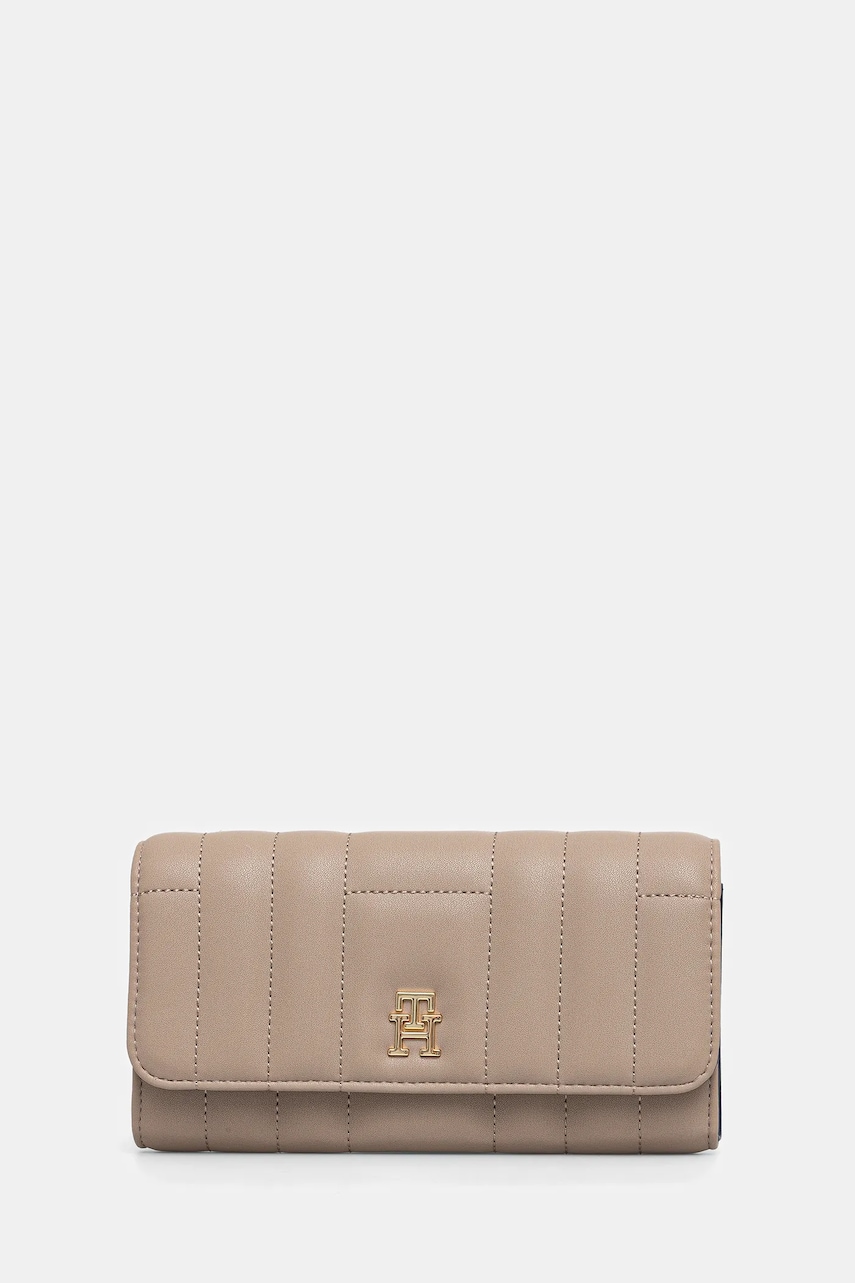 Levně Peněženka Tommy Hilfiger dámská, béžová barva, AW0AW17475
