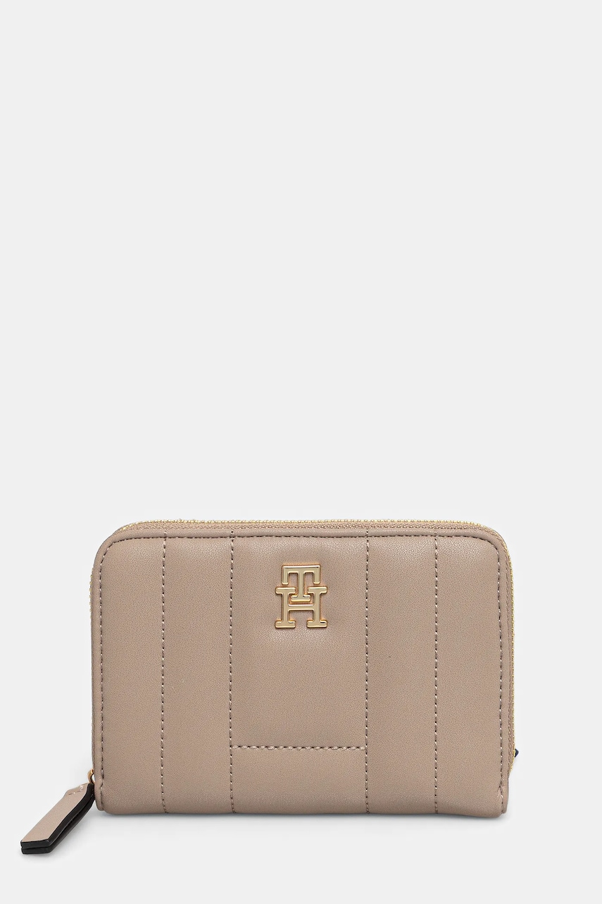 Levně Peněženka Tommy Hilfiger dámská, béžová barva, AW0AW17476