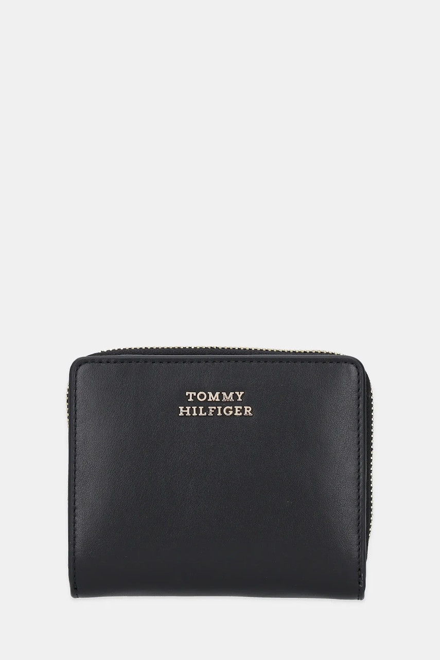 Levně Kožená peněženka Tommy Hilfiger dámská, černá barva, AW0AW17499