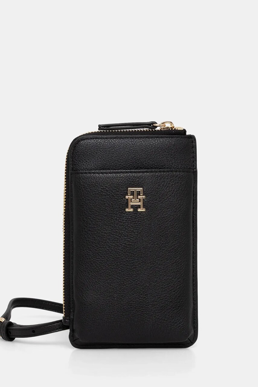 Levně Peněženka Tommy Hilfiger dámská, černá barva, AW0AW17512