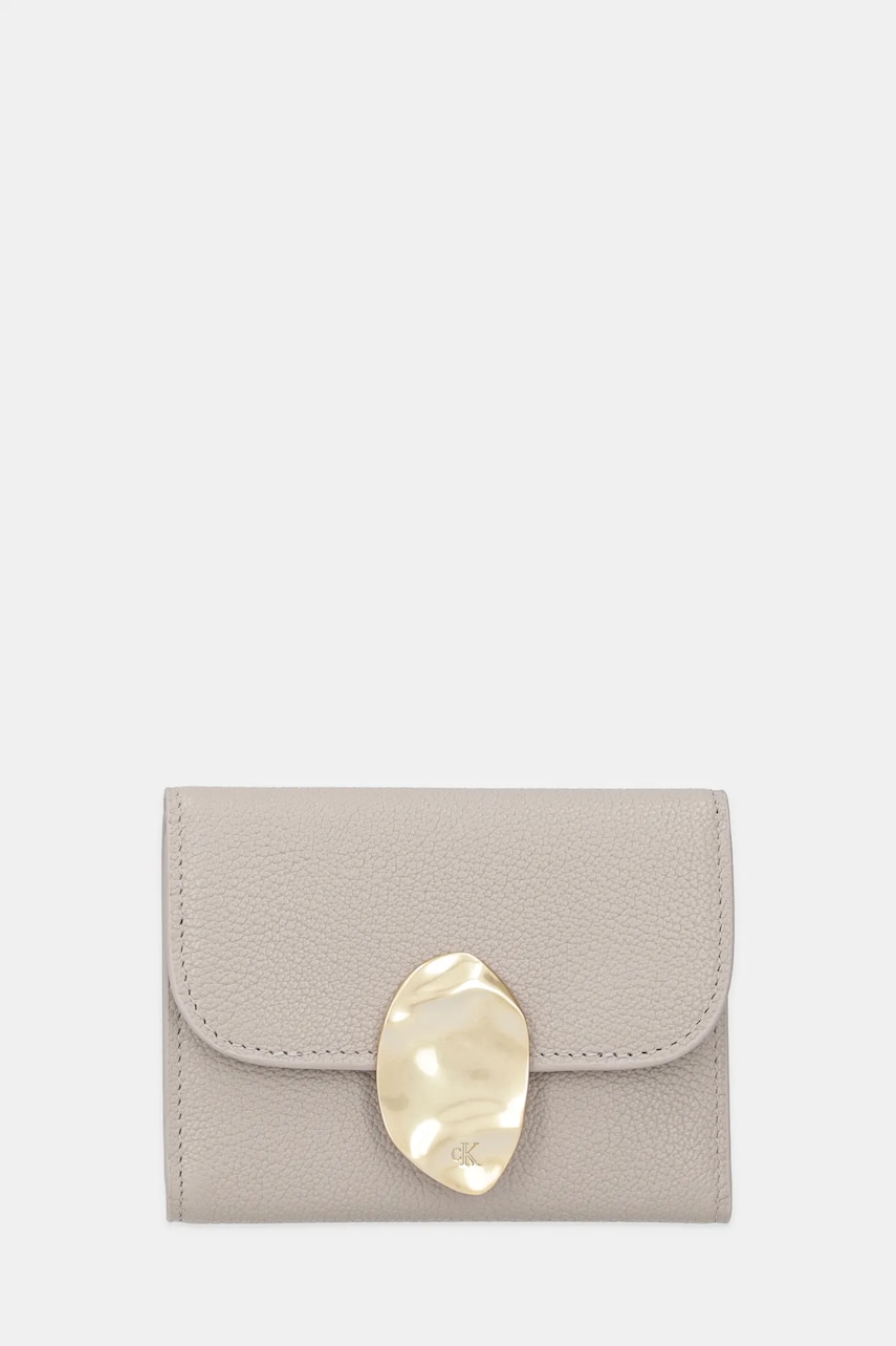 Levně Kožené pouzdro na karty Calvin Klein béžová barva, LV04F1062G