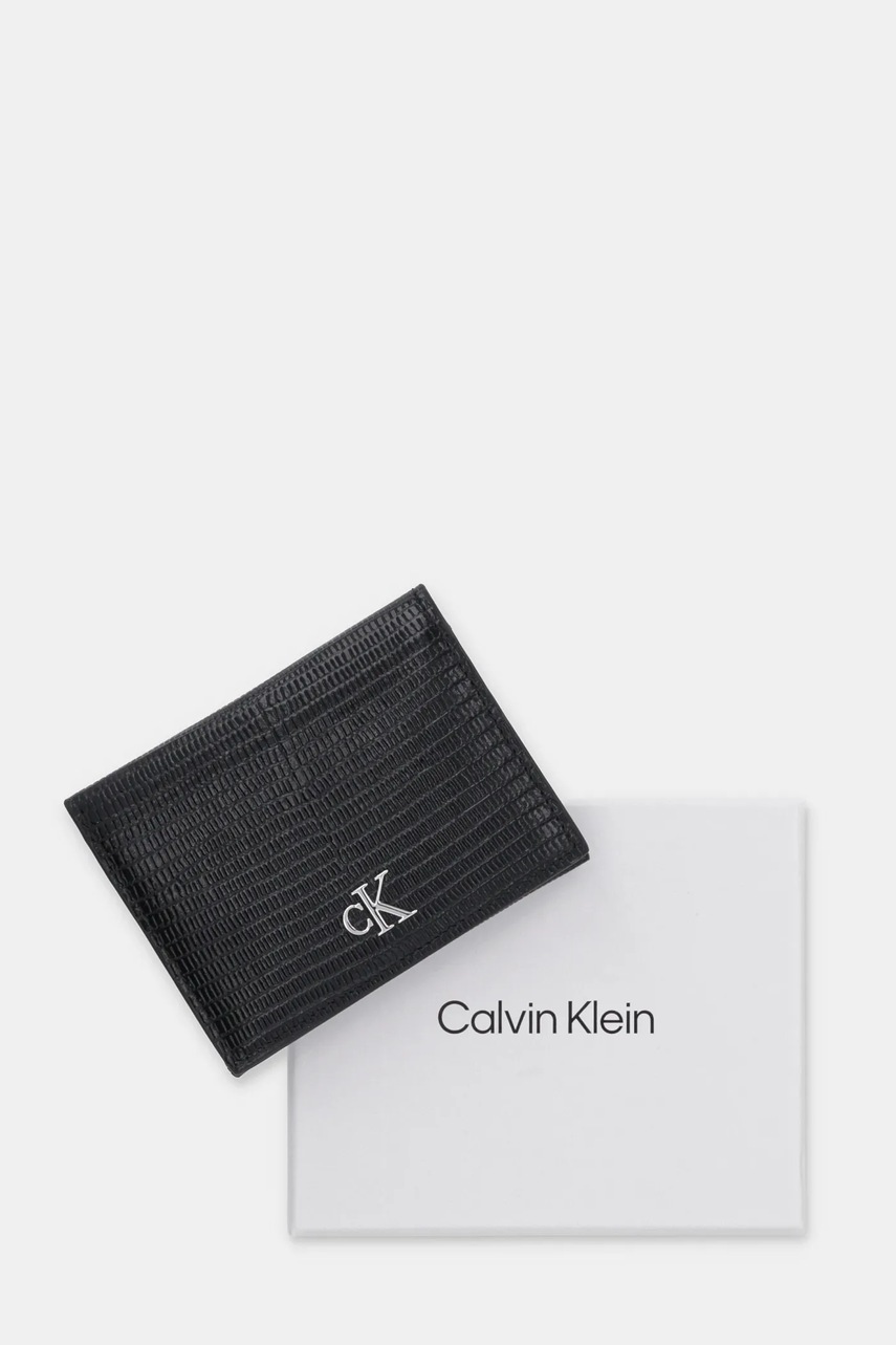 Δερμάτινη θήκη για κάρτες Calvin Klein χρώμα: μαύρο, LV04F1068G φωτογραφία