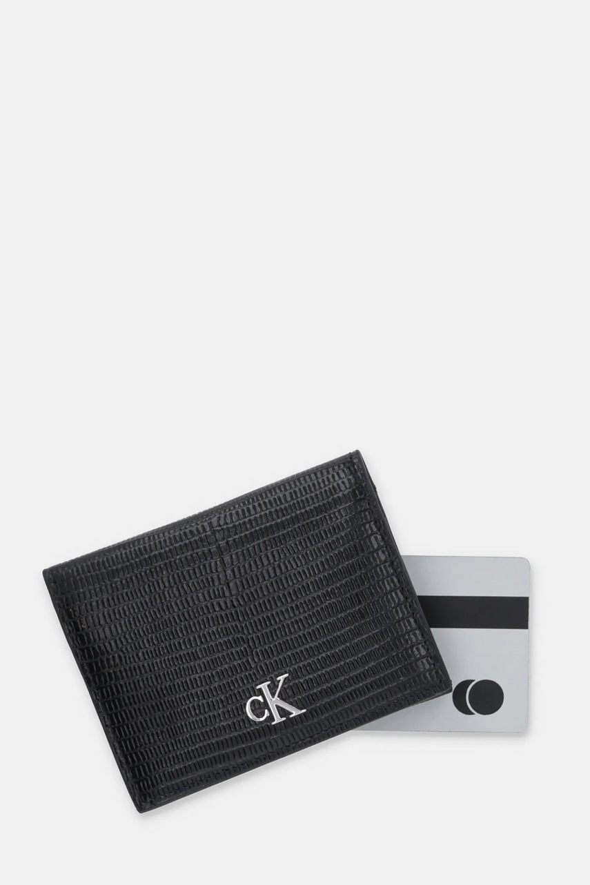 Δερμάτινη θήκη για κάρτες Calvin Klein χρώμα: μαύρο, LV04F1068G φωτογραφία
